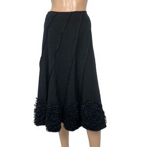 Allison‎ Taylor Ruffle Flare Knit Midi Skirt 12 Vintage Goth Witchy Whimsigoth